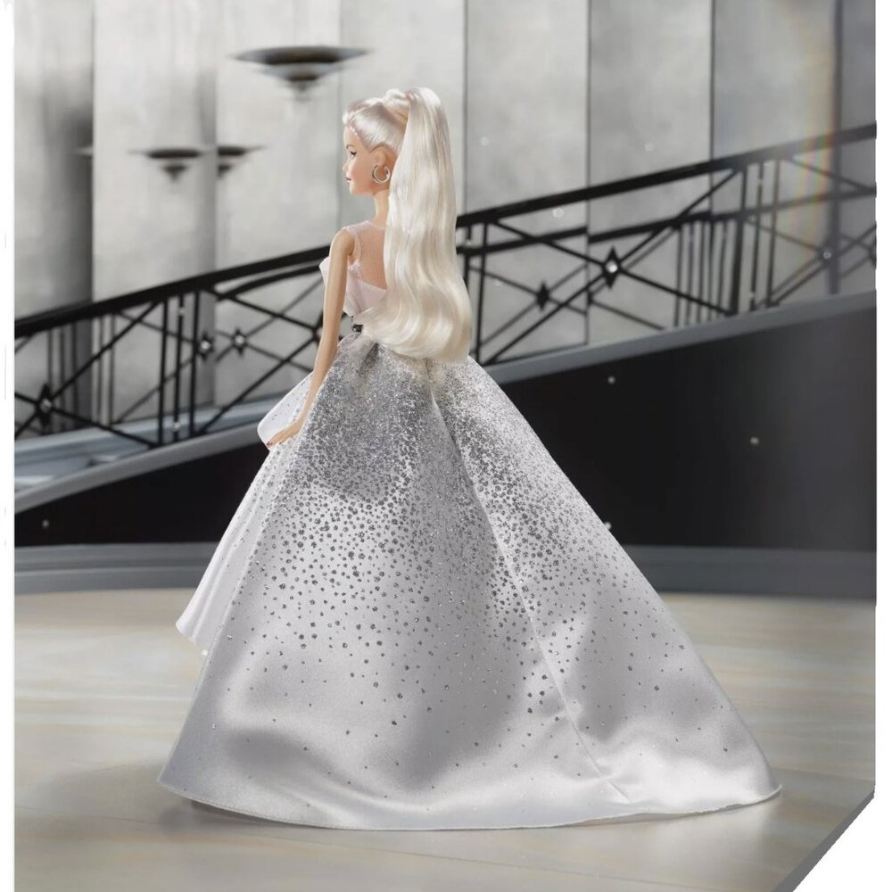 NEW Barbie Signature 60th Anniversary Doll White Silver Dress Gown Collectible - Picture 3 of 4